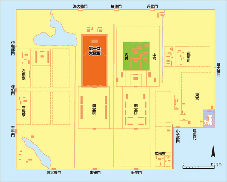 奈良時代前半の平城宮のイメージ図