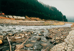 植石を施した緩傾斜落差工（水海川）