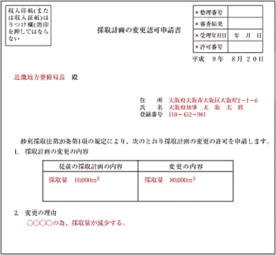 採取計画の変更認可申請書 <様式第2>