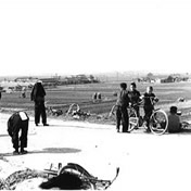 柏原河内橋側の堤防から<br>【昭和30年】