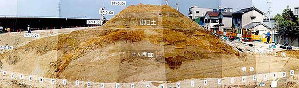 左岸1.0km地点の開削断面写真