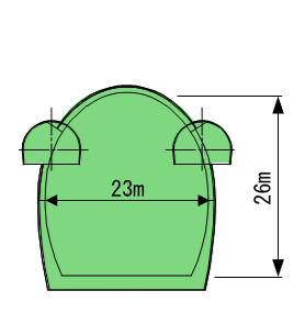 減勢池部断面図の画像